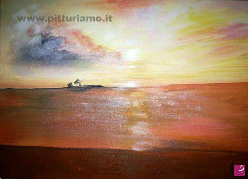 quadri in vendita online - Tramonto sul mare