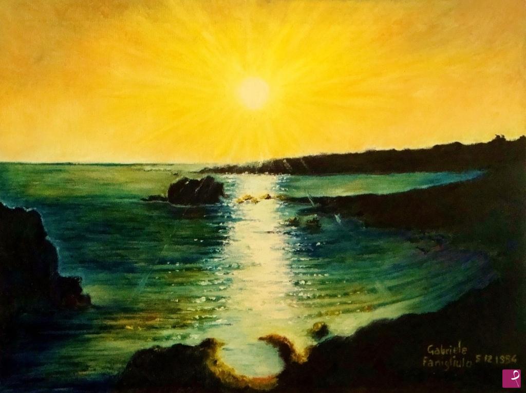 quadri in vendita online - Tramonto sul mare