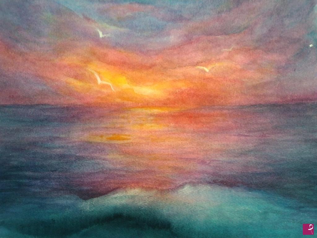 quadri in vendita online - Tramonto sul mare