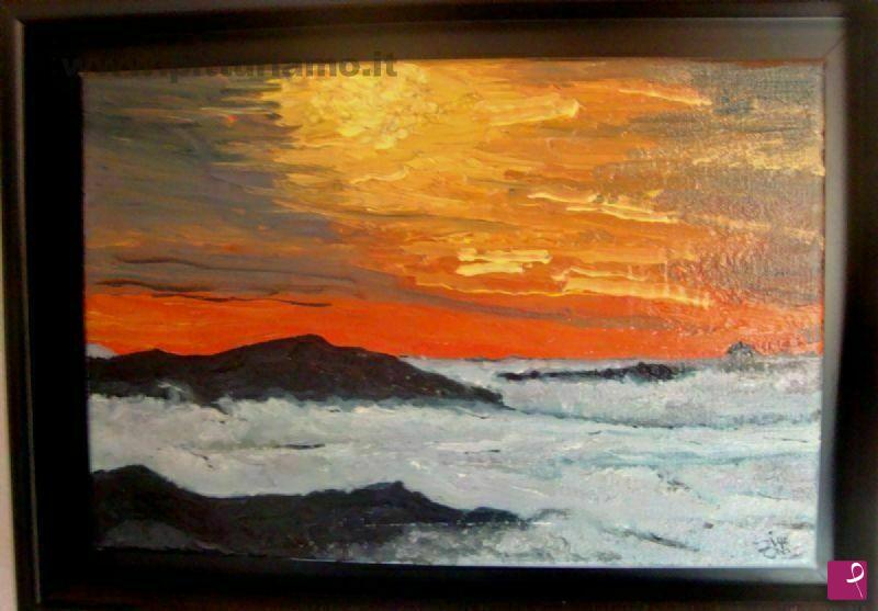 quadri in vendita online - Tramonto sul mare