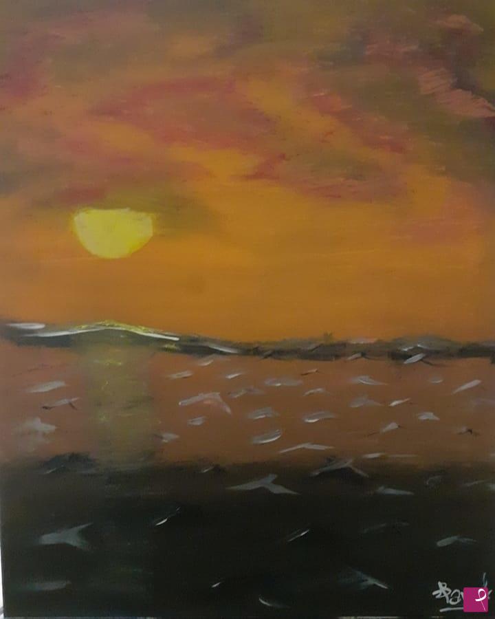 quadri in vendita online - Tramonto sul mare 
