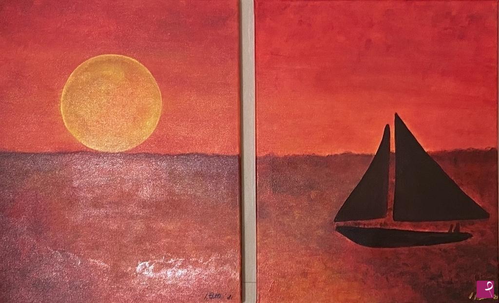 quadri in vendita online - Tramonto sul mare