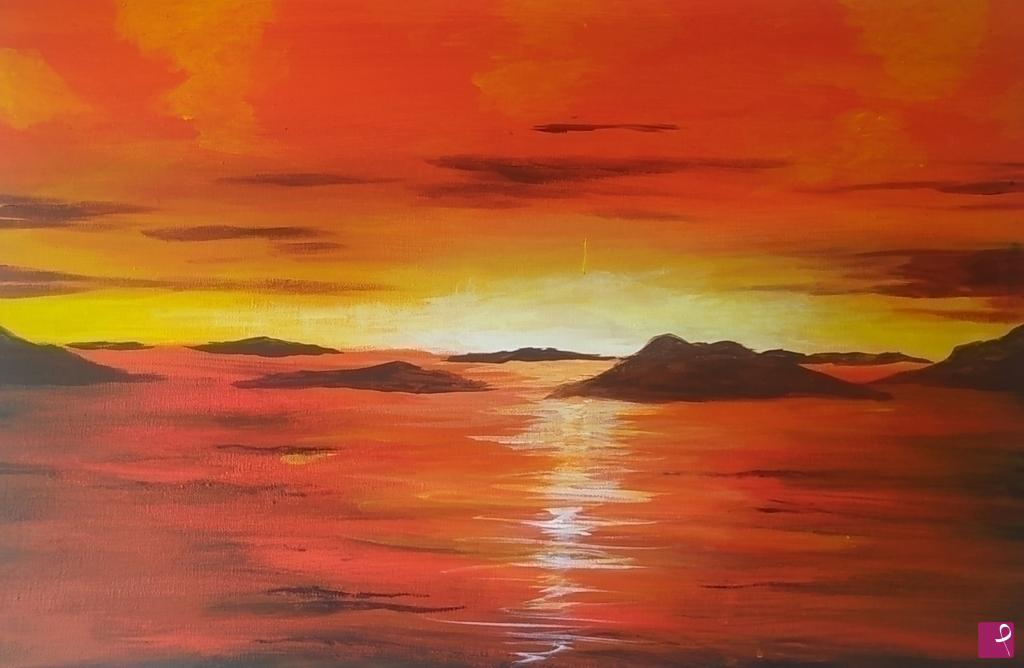 quadri in vendita online - Tramonto sul mare