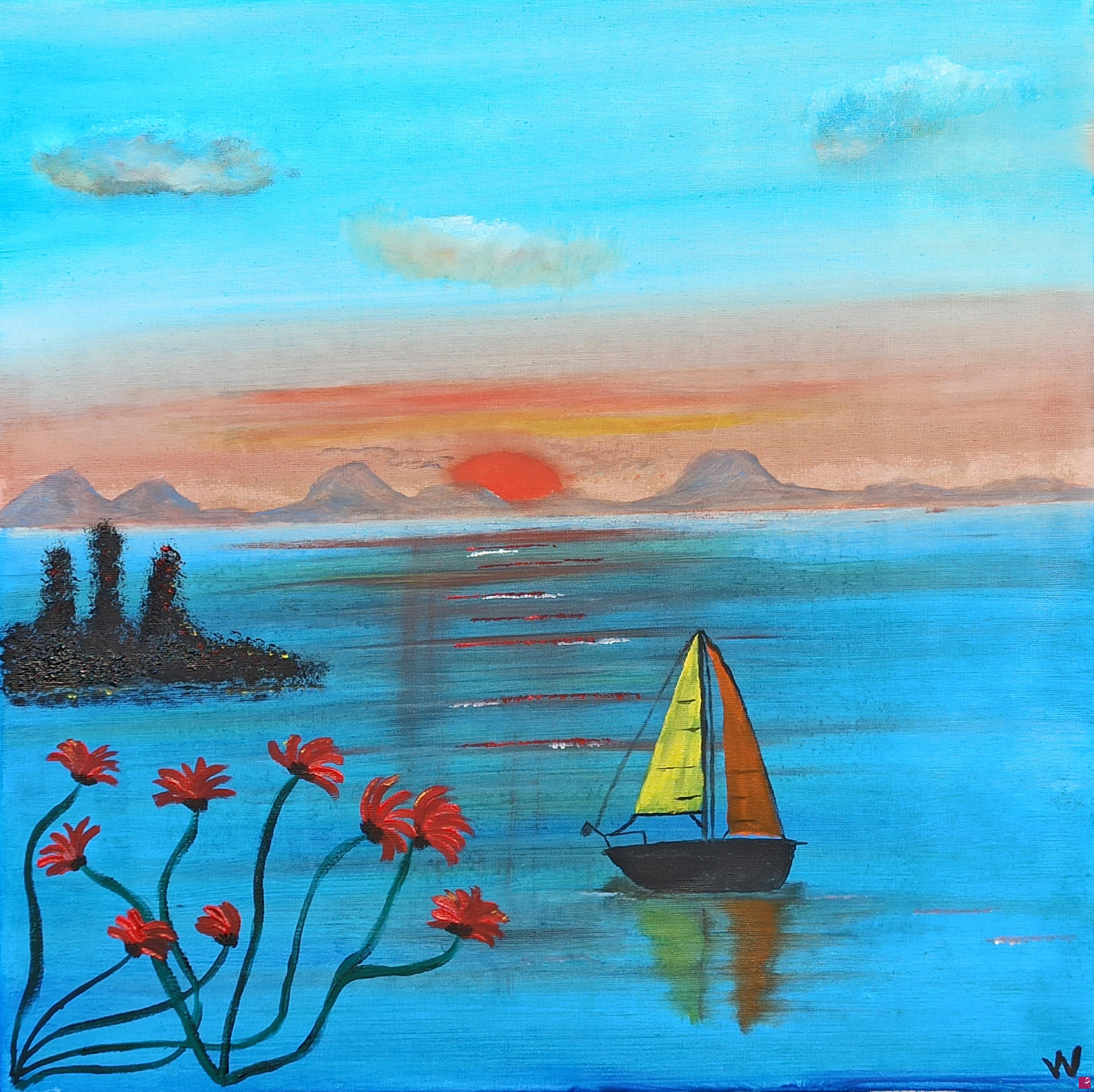 quadri in vendita online - Tramonto sul mare