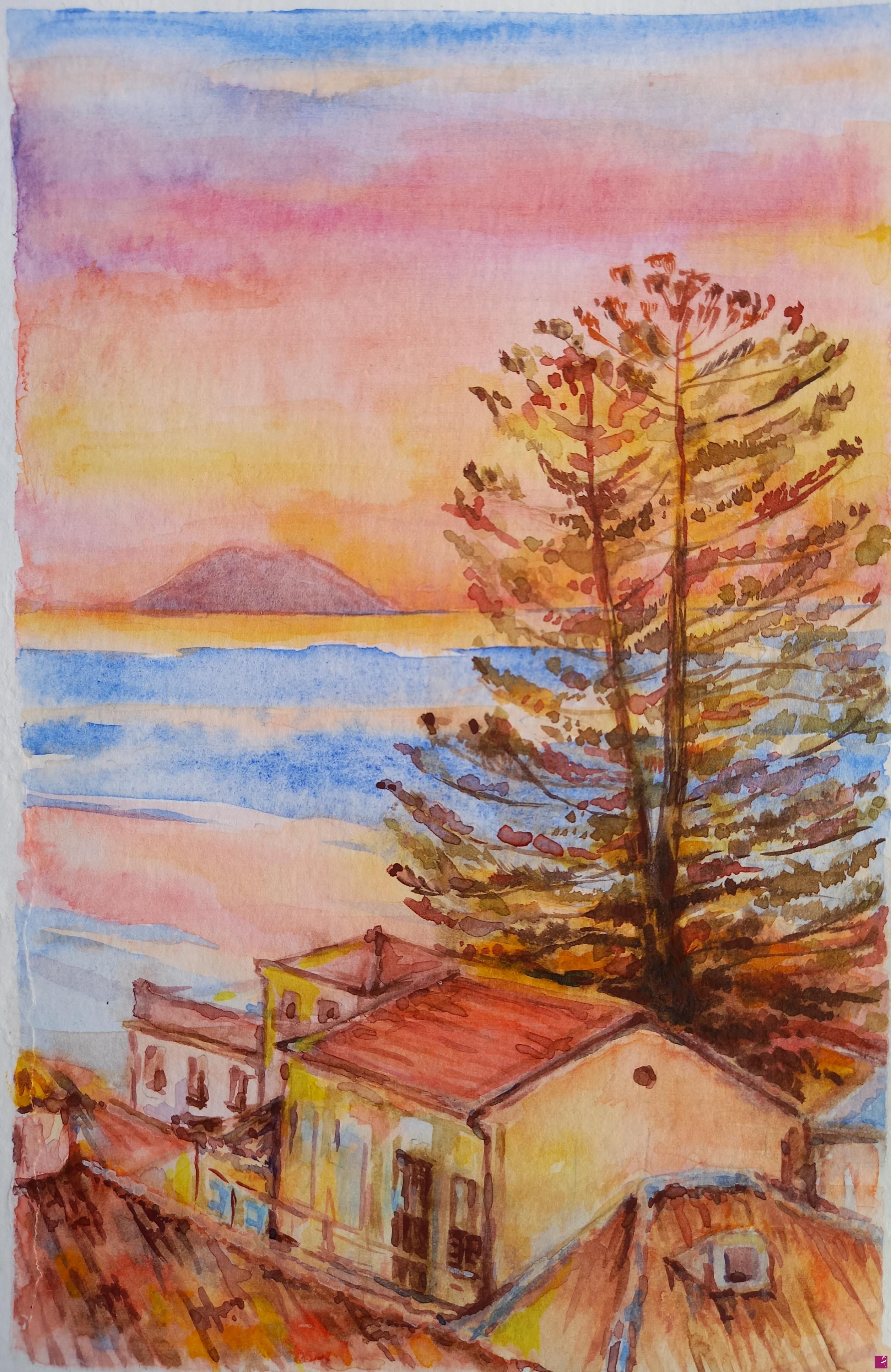 quadri in vendita online - Tramonto sul mare