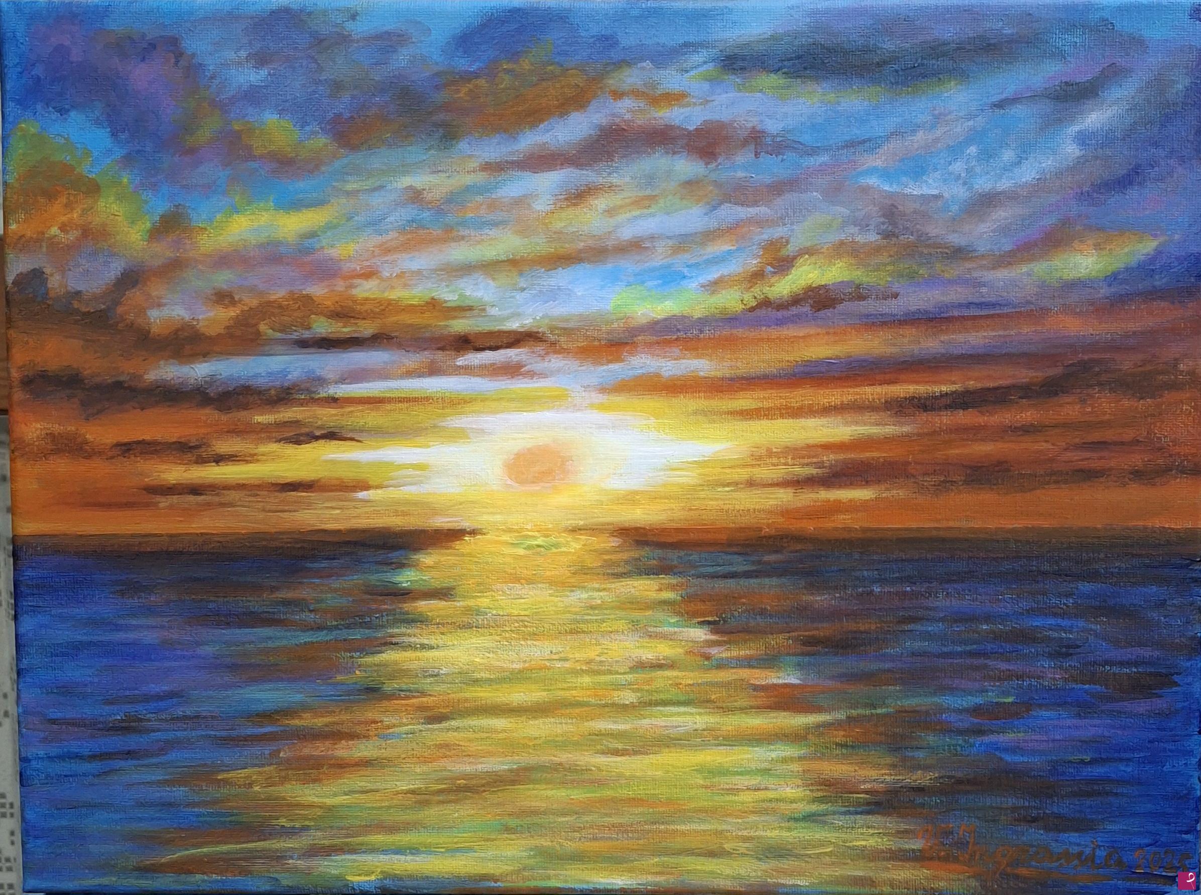 quadri in vendita online - Tramonto sul mare