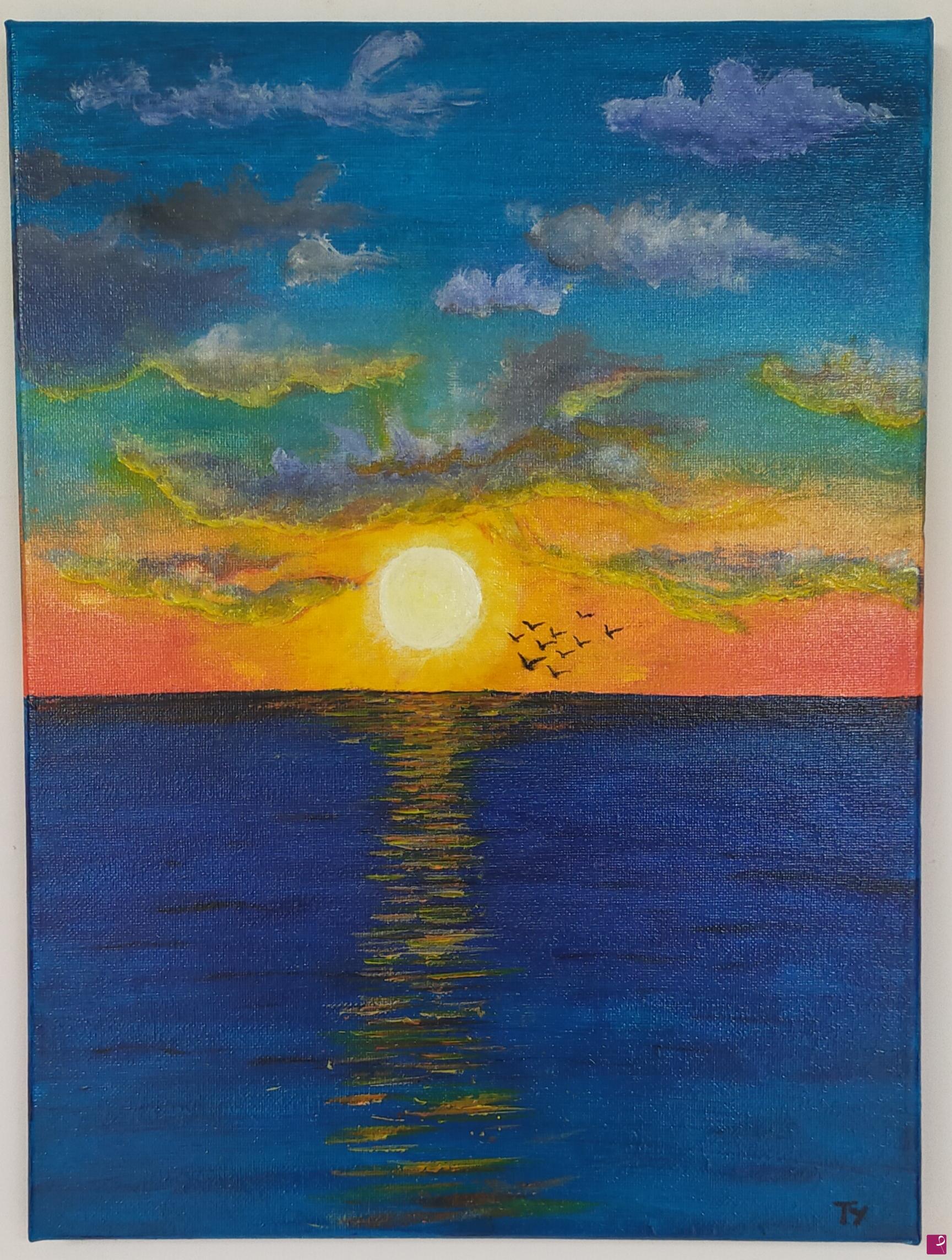quadri in vendita online - Tramonto sul mare.