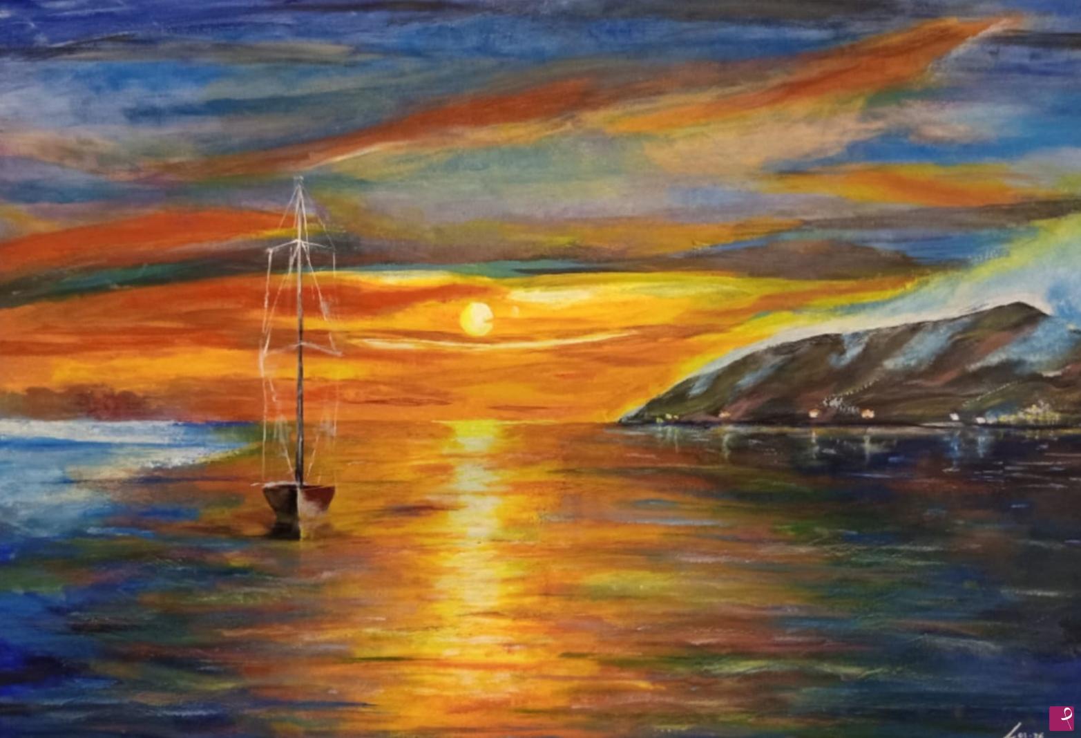 quadri in vendita online - Tramonto sul mare