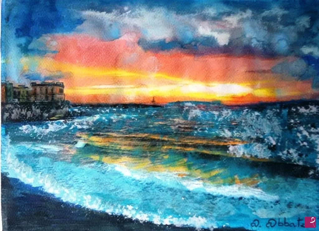 quadri in vendita online - Tramonto sul mare 