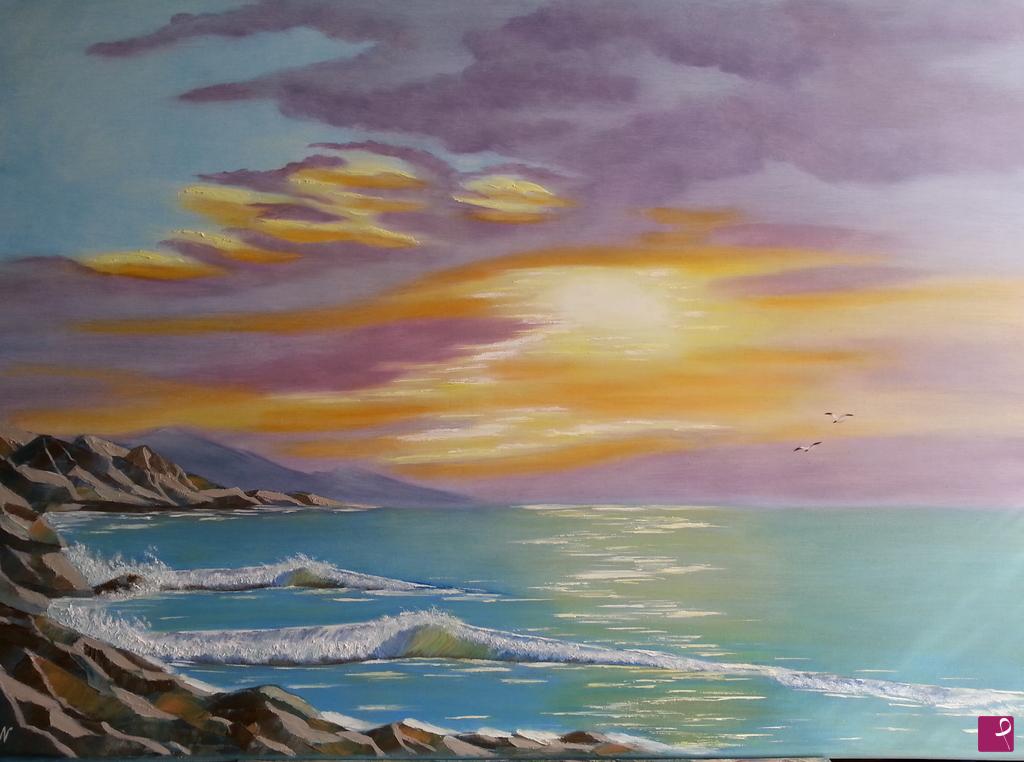 quadri in vendita online - Tramonto sul mare