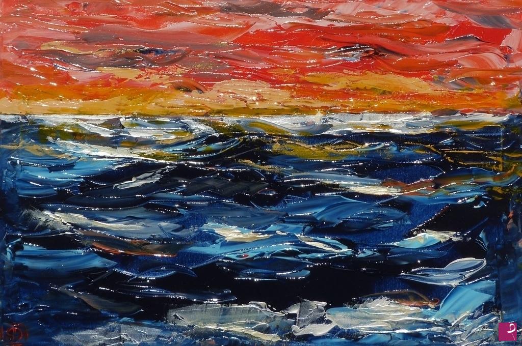 quadri in vendita online - Tramonto sul mare