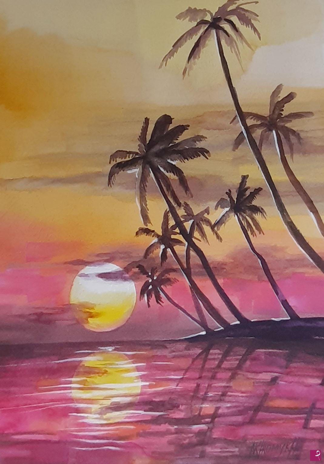 collezione privata quadro - tramonto sul mare con palme - Natasha