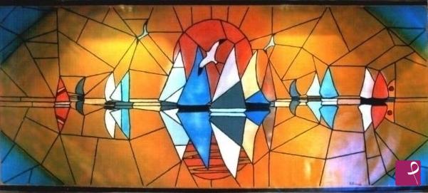 quadri in vendita online - Tramonto sul mare "impressioni di cattedrale"