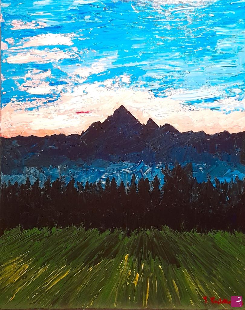 quadri in vendita online - Tramonto sul Monviso (CN)