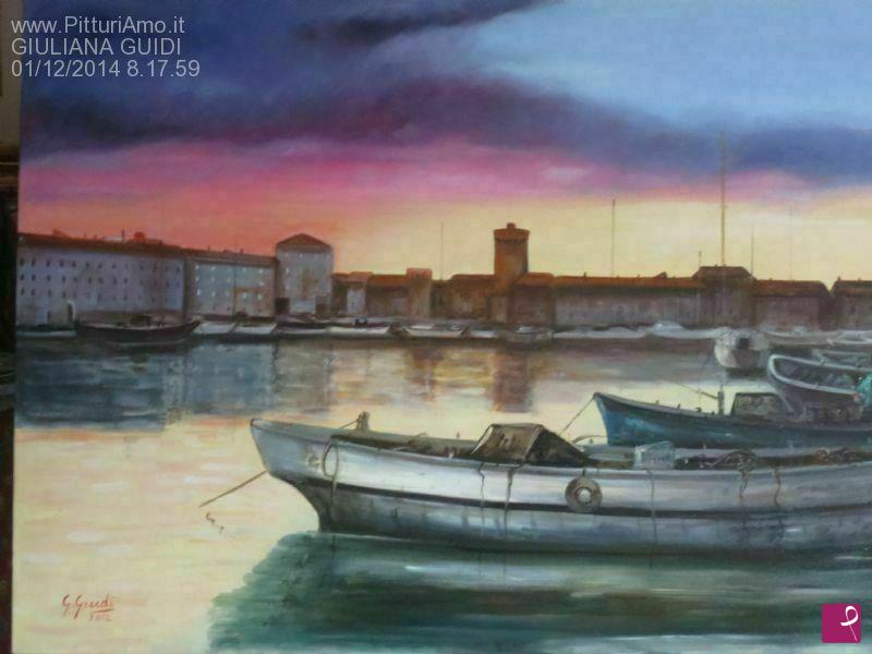quadri in vendita online - TRAMONTO SUL PORTO