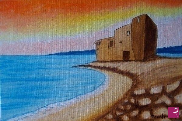 quadri in vendita online - Tramonto sul profondo sud