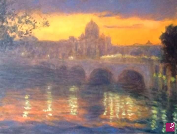 quadri in vendita online - Tramonto sul Tevere - Rif.LG-110-CL/OT50X70-O/2020