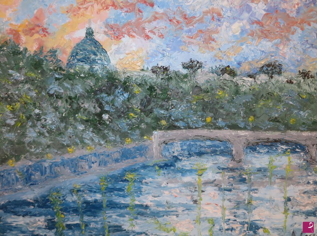 quadri in vendita online - Tramonto sul Tevere 