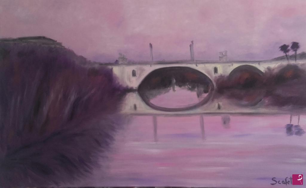 quadri in vendita online - Tramonto sul Tevere 