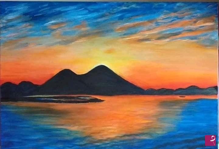 quadri in vendita online - Tramonto sul Vesuvio 