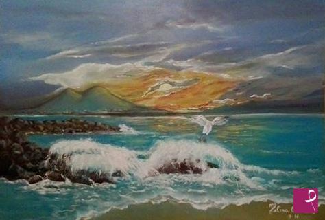 quadri in vendita online - Tramonto Sul Vesuvio
