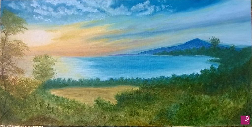 quadri in vendita online - tramonto sulla baia