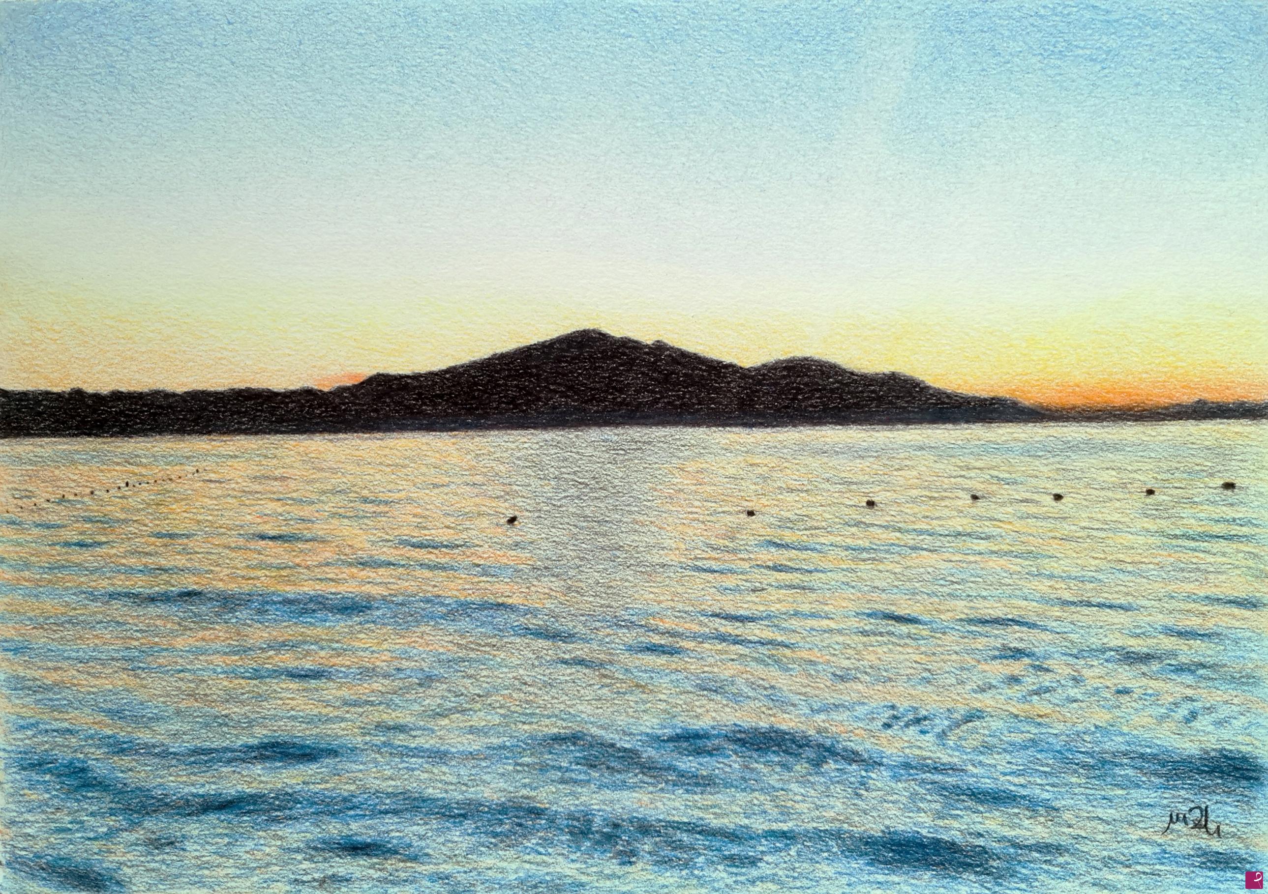 quadri in vendita online - Tramonto sulla baia