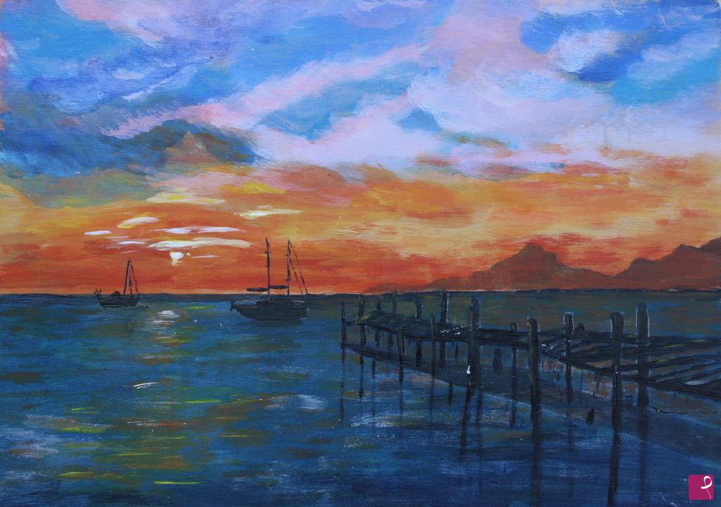 quadri in vendita online - tramonto sulla banchina