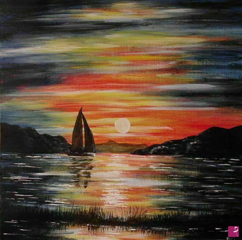 quadri in vendita online - tramonto sulla laguna