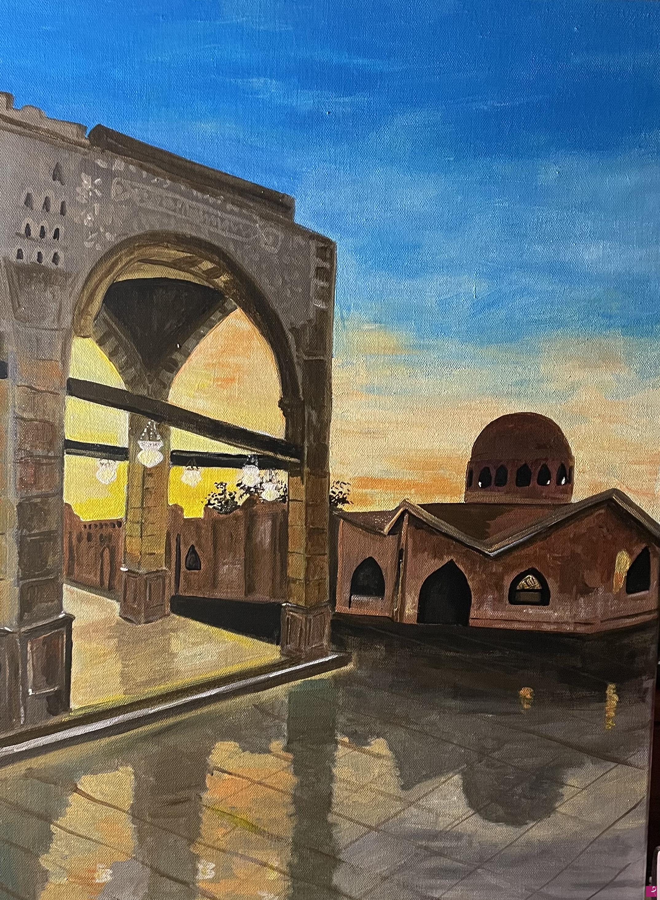quadri in vendita online - Tramonto sulla moschea 