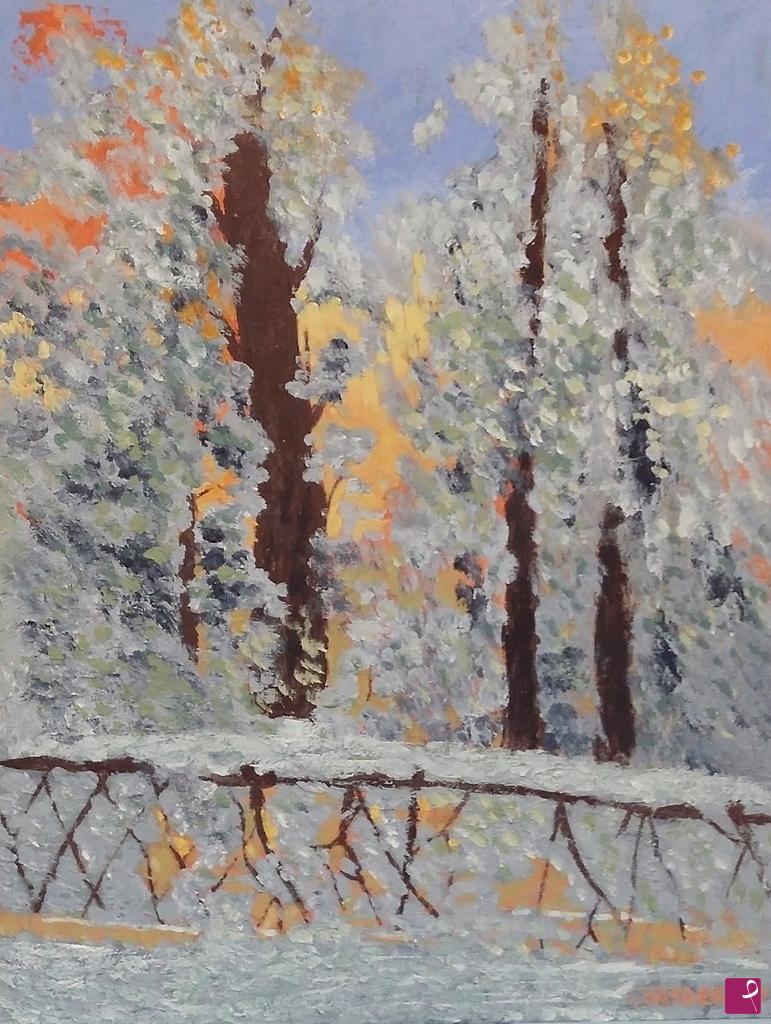 quadri in vendita online - TRAMONTO SULLA NEVE