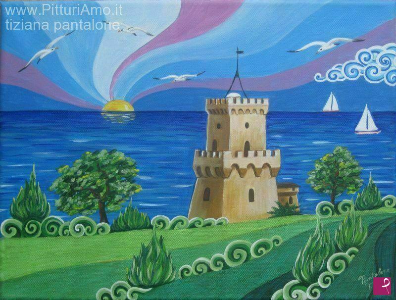 quadri in vendita online - TRAMONTO SULLA TORRE DI CERRANO