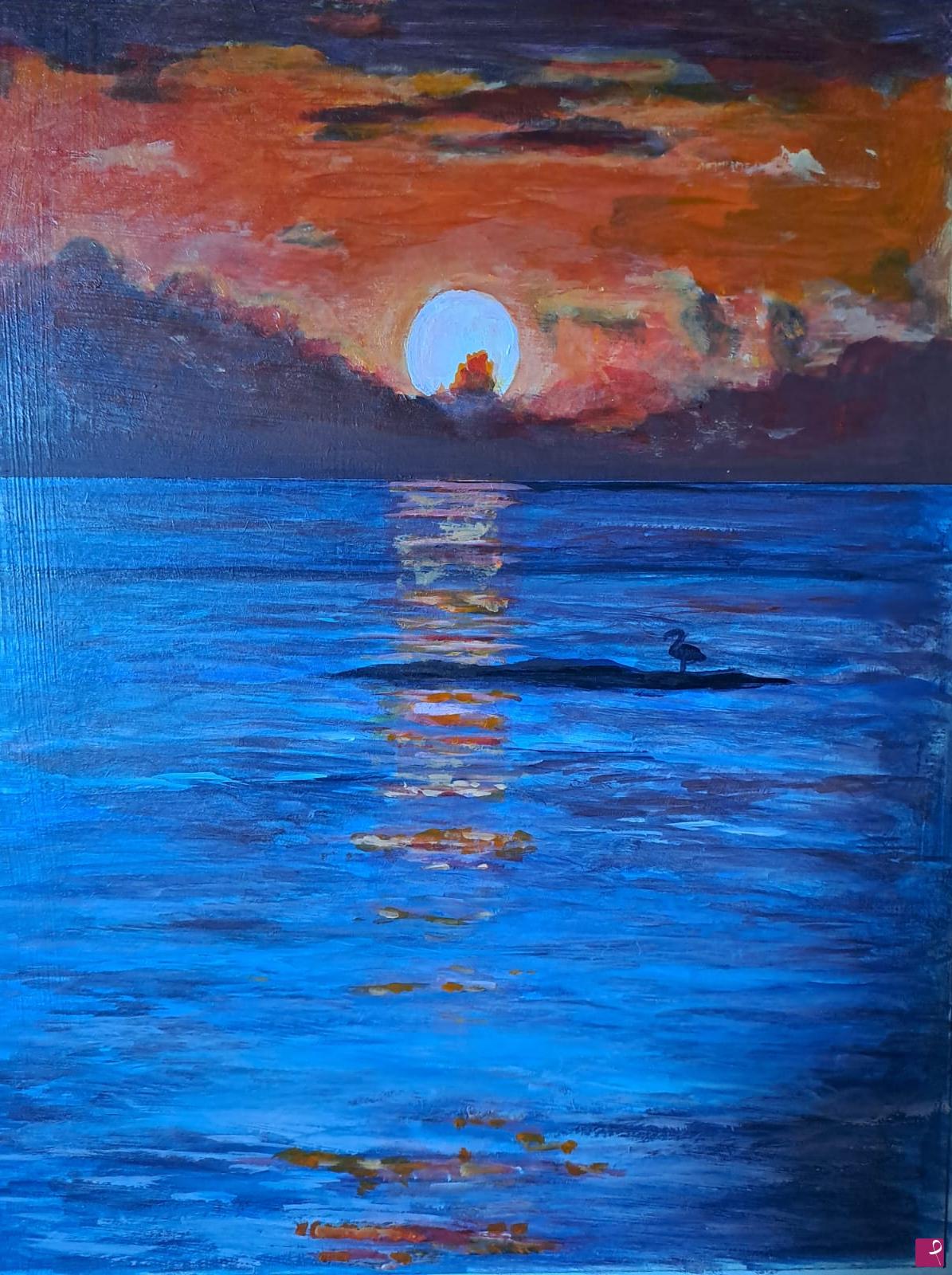 quadri in vendita online - Tramonto sull'acqua