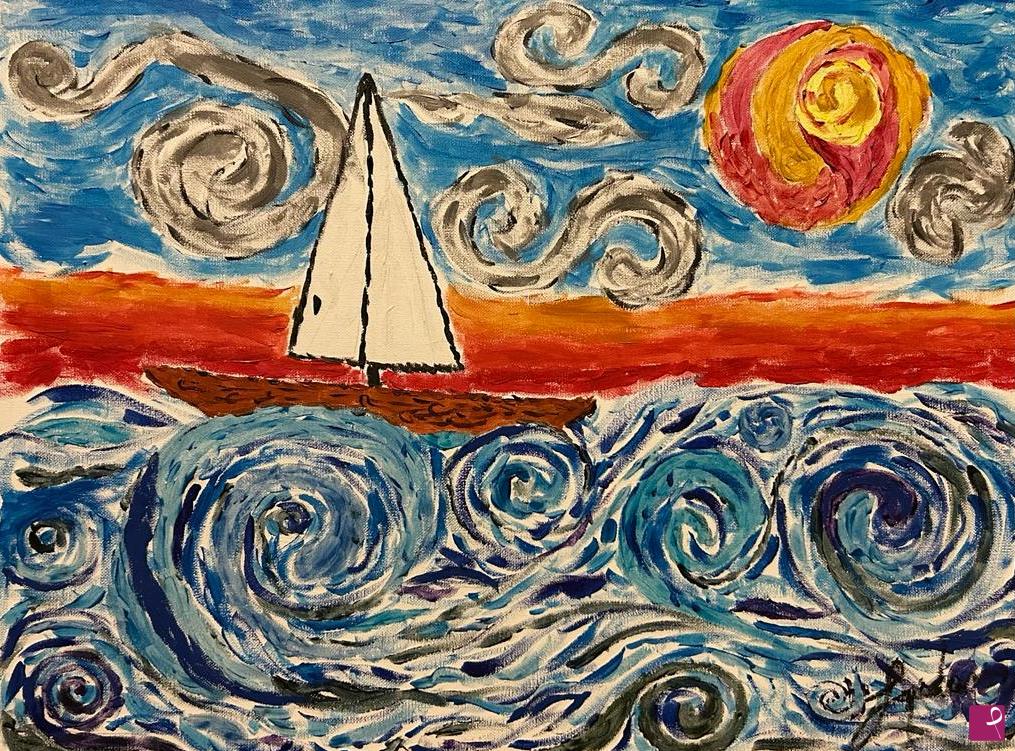 quadri in vendita online - Tramonto sulle onde