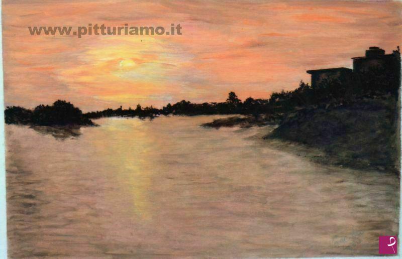 quadri in vendita online - Tramonto sulle valli di Comacchio