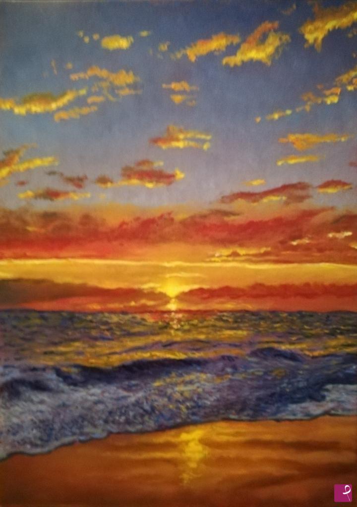quadri in vendita online - Tramonto sull'oceano.