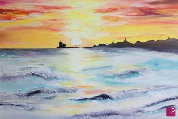 quadri in vendita online - Tramonto torre sgarrata