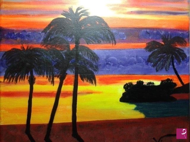 quadri in vendita online - TRAMONTO TRA LE PALME