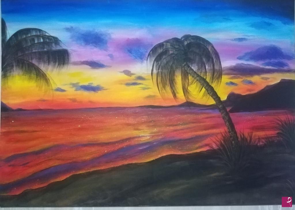 quadri in vendita online - Tramonto tropicale 