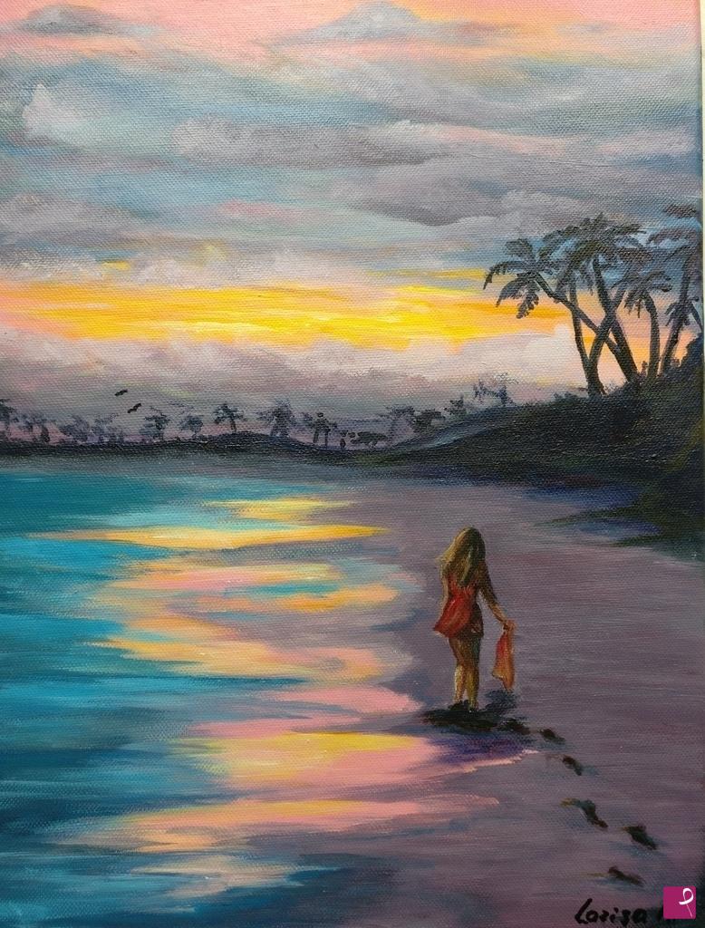 quadri in vendita online - Tramonto tropicale