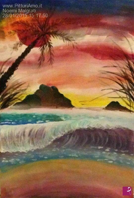 quadri in vendita online - Tramonto tropicale
