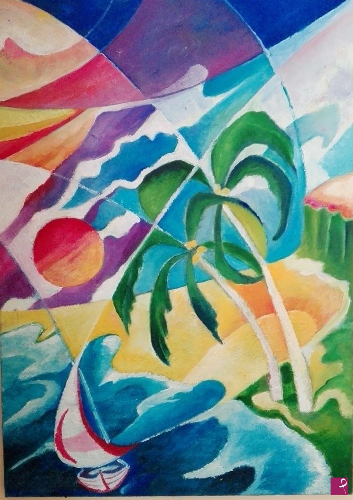 quadri in vendita online - Tramonto tropicale 