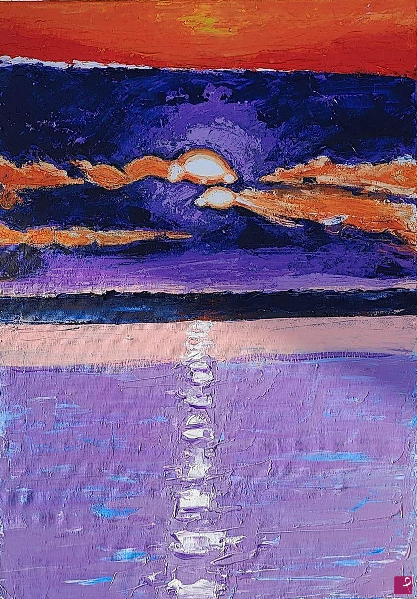 quadri in vendita online - tramonto viola