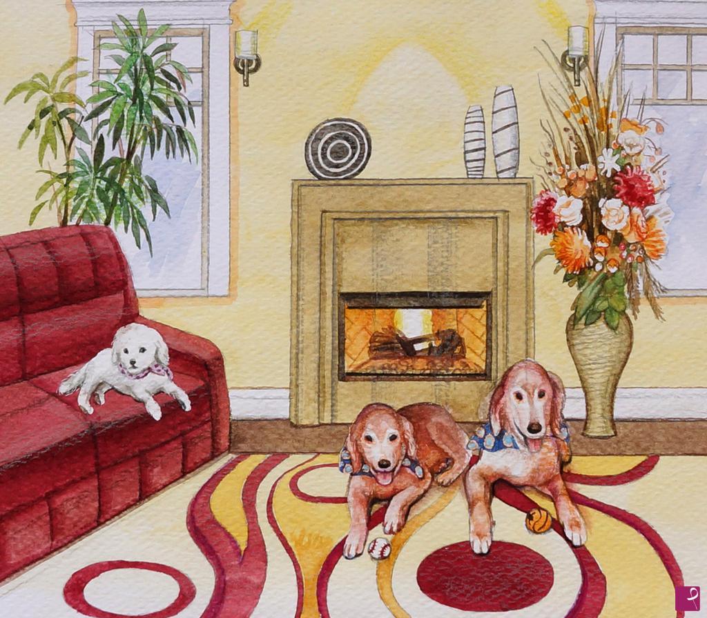 quadri in vendita online - tre cani