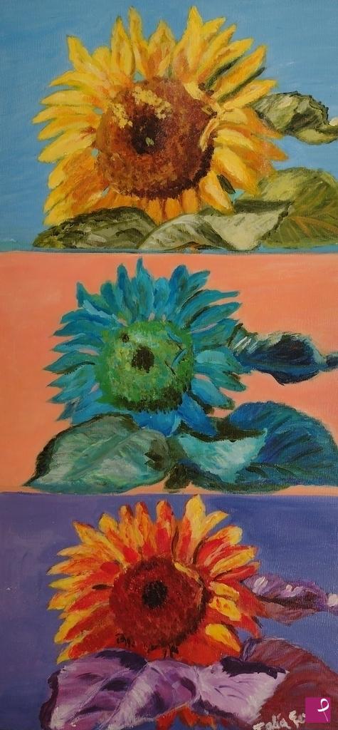 quadri in vendita online - Tre girasoli