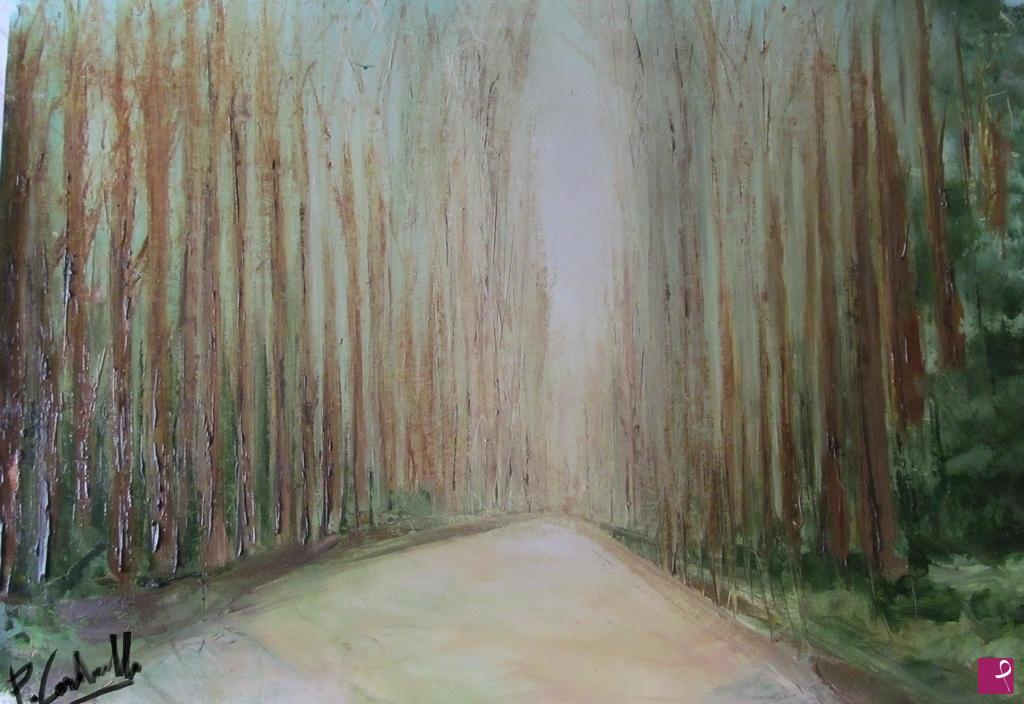 quadri in vendita online - Tree-lined road