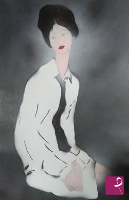 quadri in vendita online - tribute to Modigliani. Ragazza con camicia