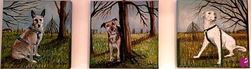 quadri in vendita online - trittico  cani