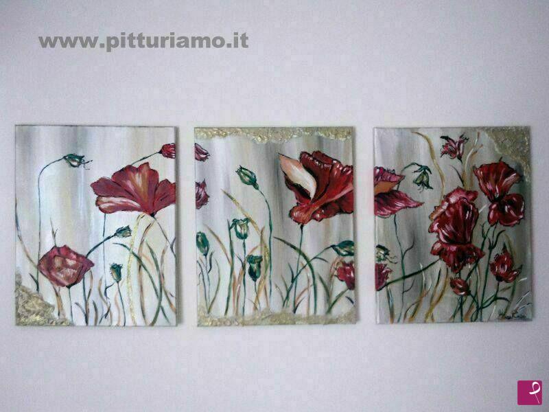 quadri in vendita online - trittico floreale