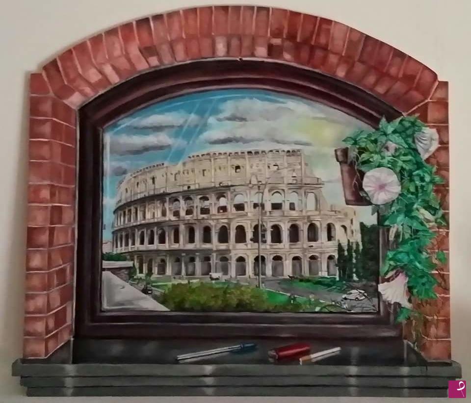 quadri in vendita online - Trompe l'oeil Colosseo 